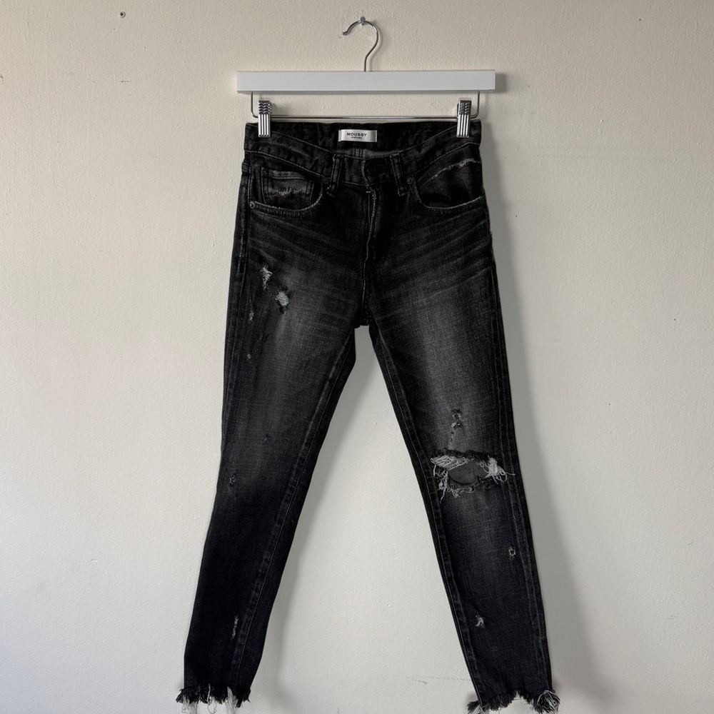 Moussy Vintage Black Distressed Jeans - Japanese Denim - 25